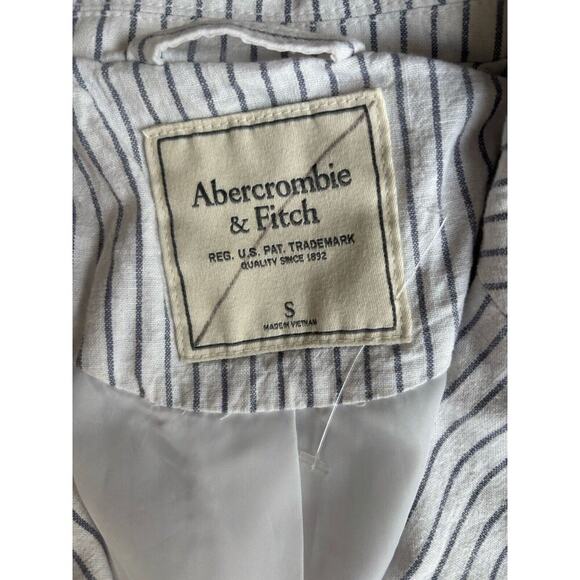 Abercrombie & Fitch Linen Blend Stripe Blazer S White Preppy Classic Career - Picture 8 of 11